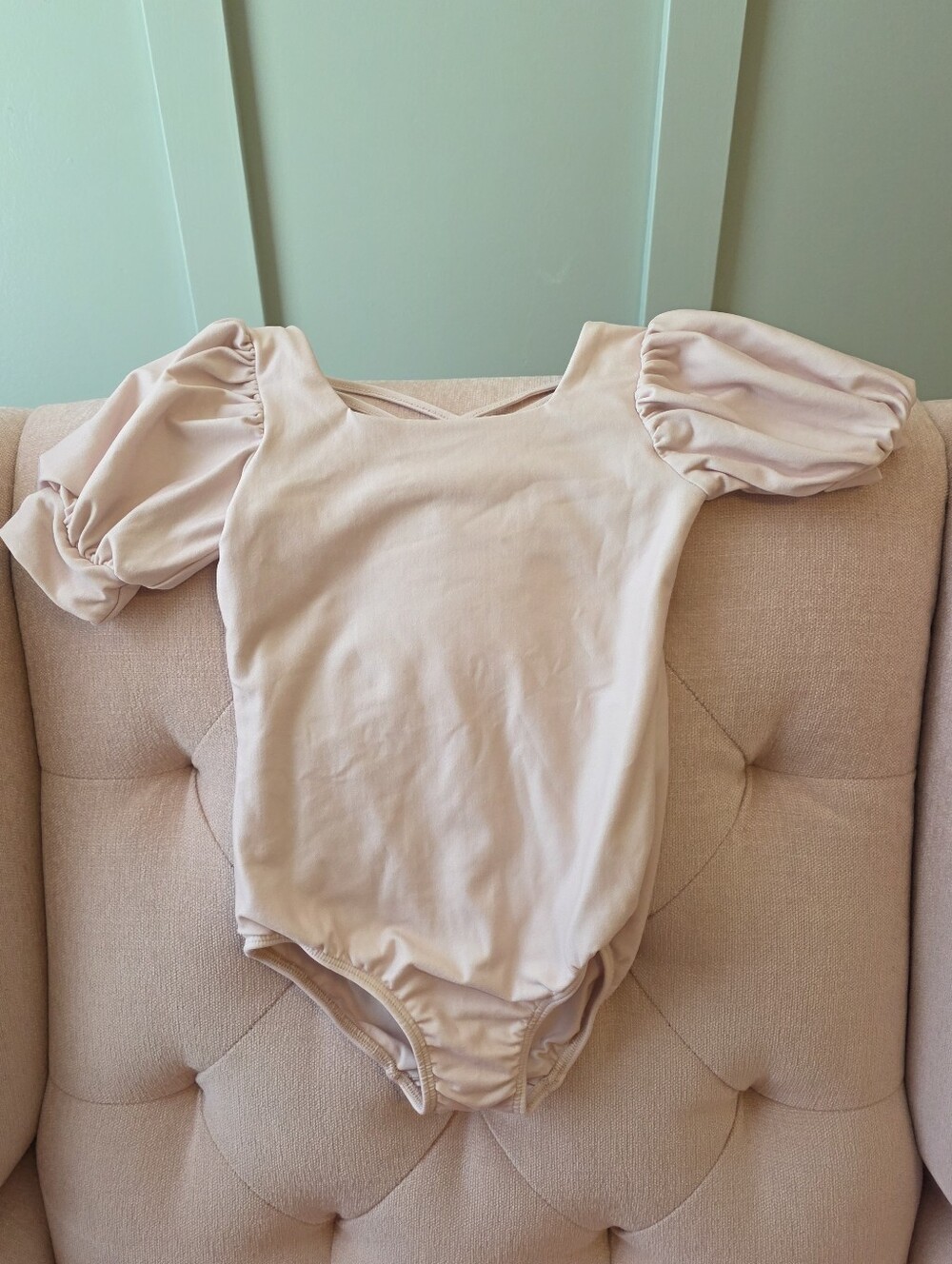 cheeky plum 4t Puff Sleeve One-Piece Dance Leotard Blush Light Pink